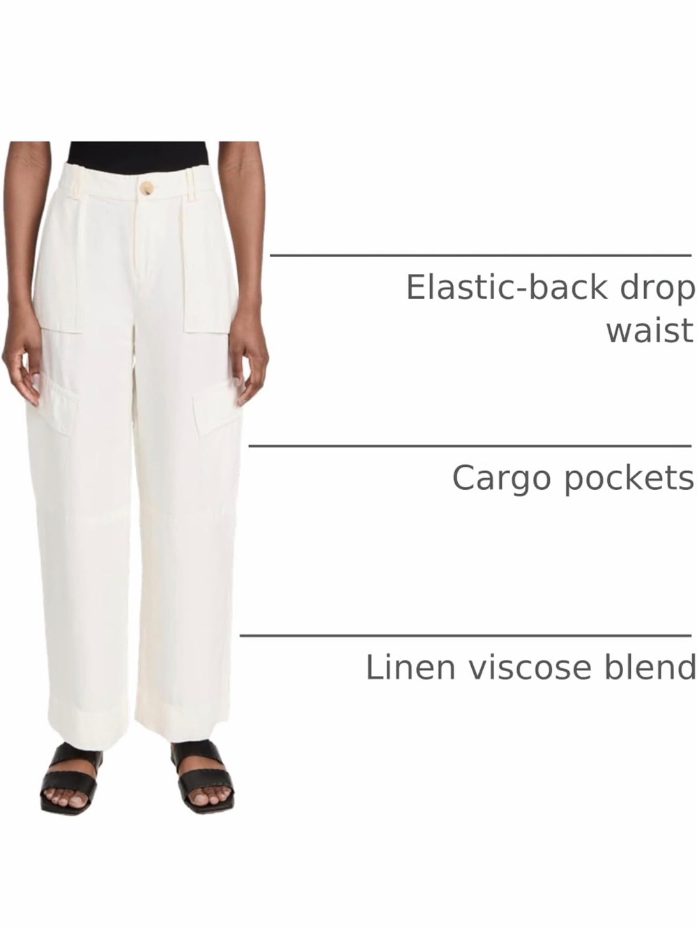 Vince Ivory Bone Wide-Leg Cargo Pants - Picture 3 of 8